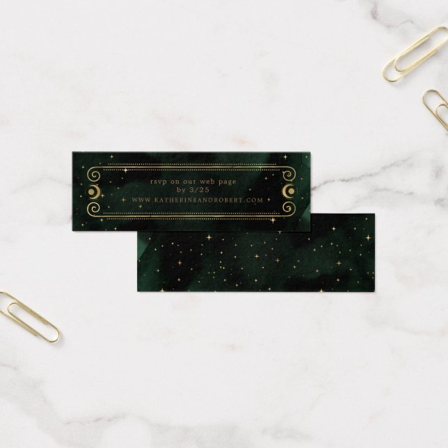 Cartão de Sítio de Casamento de Ouro Verde à meia- (Escritótio)