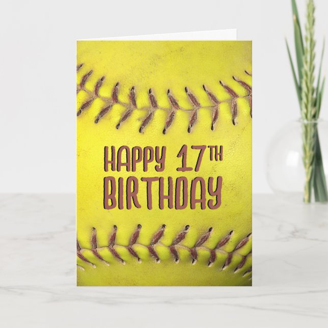 Cartão de Softball de 17º aniversário (Frente)