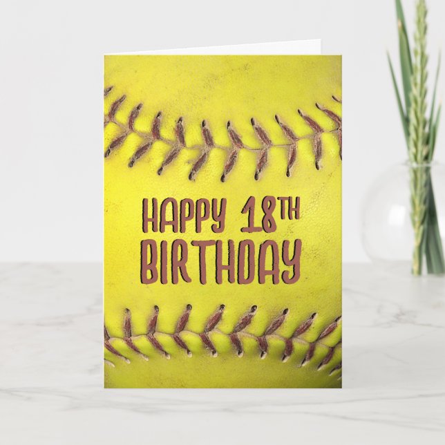 Cartão de Softball de 18º aniversário (Frente)