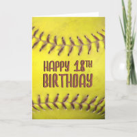 Cartão de Softball de 18º aniversário