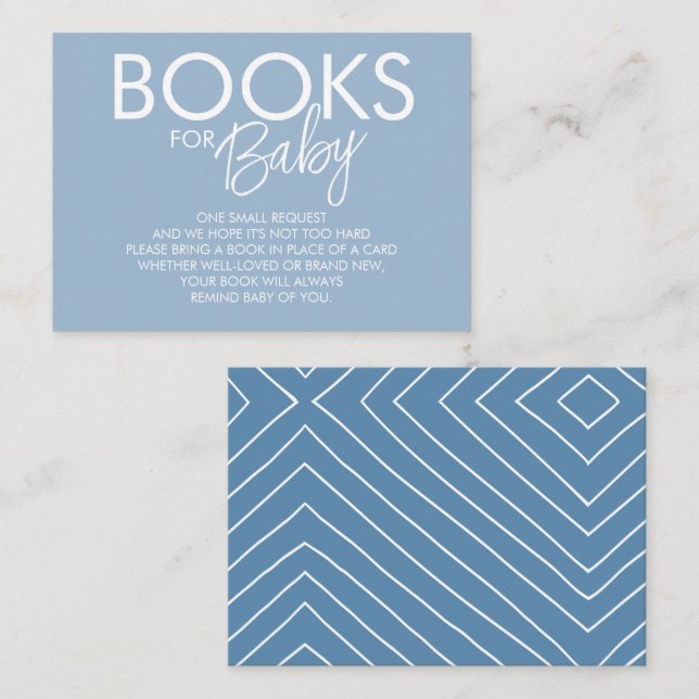 Cartão de Solicitação de Livro Azul Boho Menino (Frente/Verso)