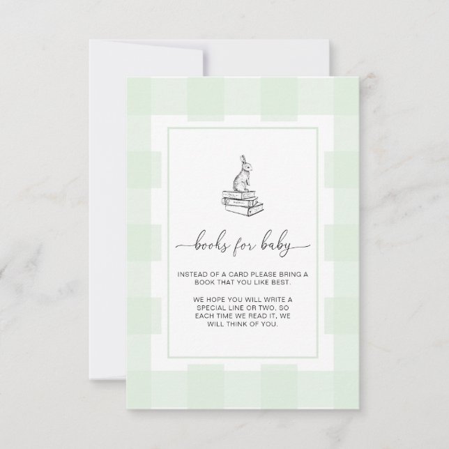 Cartão de Solicitação de Livros Coelho Verde Gingh (Frente)