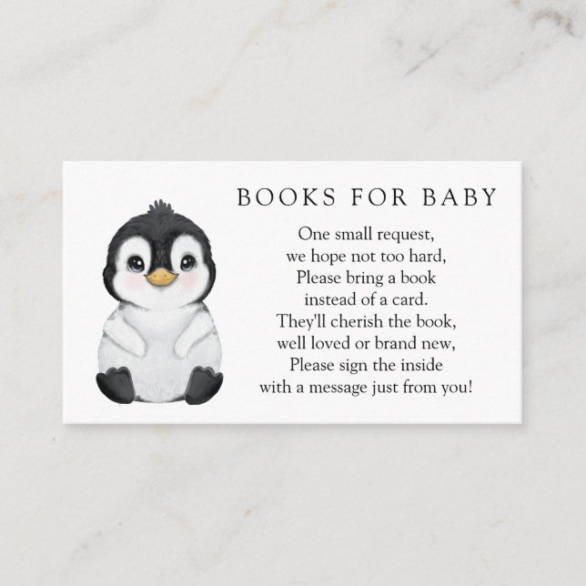 Cartão de Solicitação de Livros Penguin para Bebê (Frente)