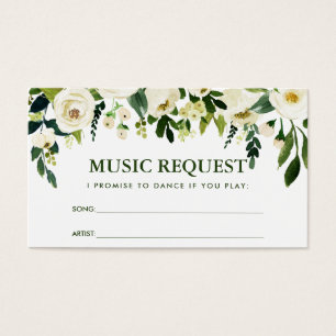 Cartão de Solicitação de Música de Casamento Flora