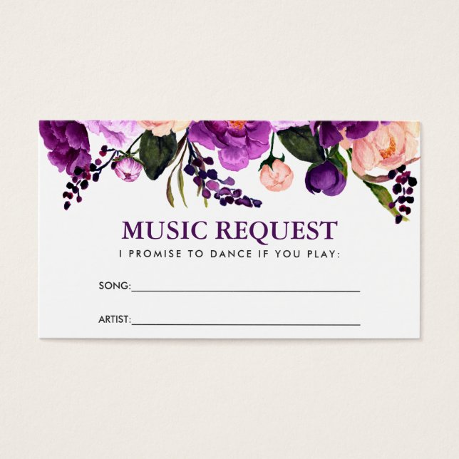 Cartão de Solicitação de Música de Casamento Flora (Frente)