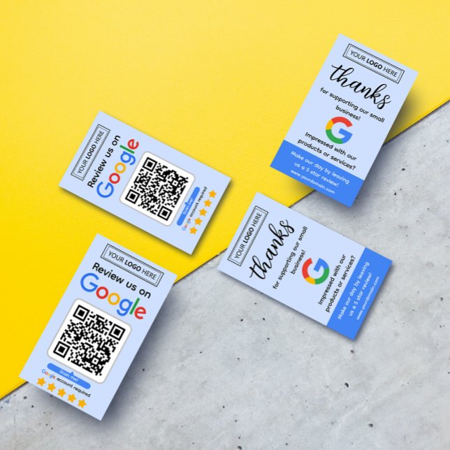 Cartão de solicitação de revisão Google com logoti (Google business review request cards with logo and qr code, get 5 star reviews for your business)