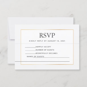 Cartão de Solicitação de RSVP e Música Dourada Ele