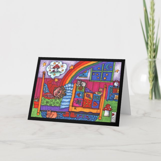 Cartão de Sonhos de Cogumelo de Sleepy Gnomie (Frente)