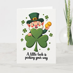 Cartão de Sorte do Leprechaun Alegre
