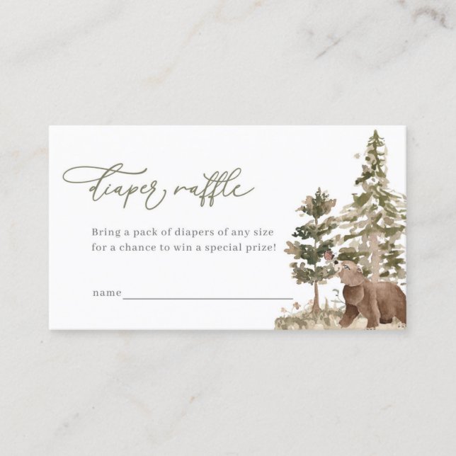 Cartão de Sorteio de Fraldas para Chá de Bebê Flor (Frente)