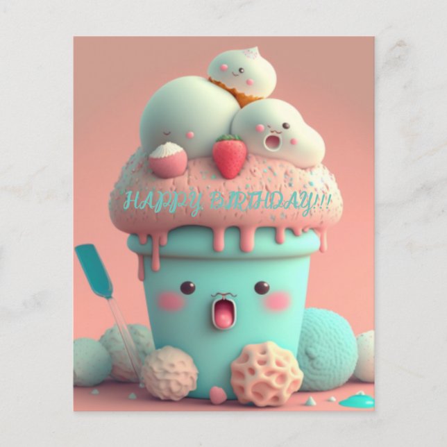 Cartão de sorvete Kawaii (Frente)