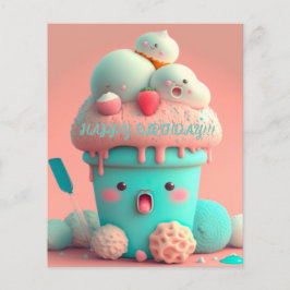 Cartão de sorvete Kawaii