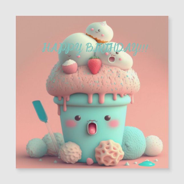 Cartão de sorvete Kawaii (Frente)