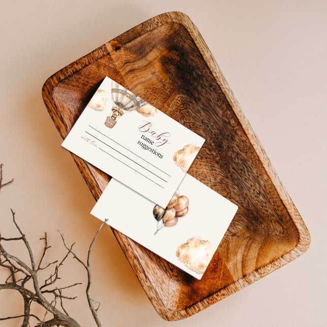 Cartão de Sugestão de Nome de Bebê do Urso Cute Bo (Boho Cute Bear Baby Name Suggestion Card)