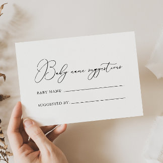 Cartão de Sugestões de Nome de Bebê Minimalista Cl