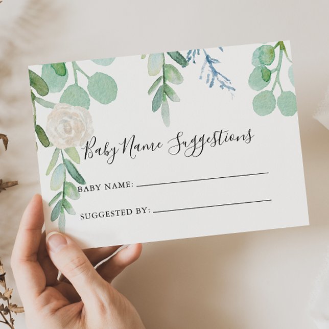Cartão de Sugestões de Nome do Bebê Floral Tropica (Criador carregado)