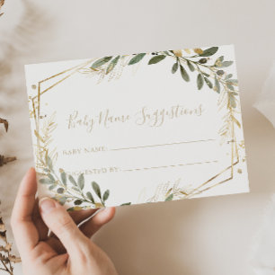 Cartão de Sugestões de Nome do Bebê Geométrico Dou