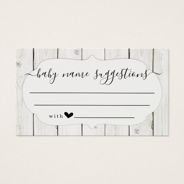 Cartão de Sugestões de Nome do Bebê para Chá de fr (Frente)