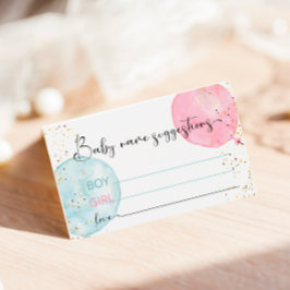 Cartão de Sugestões do Nome do Bebê do Balão para