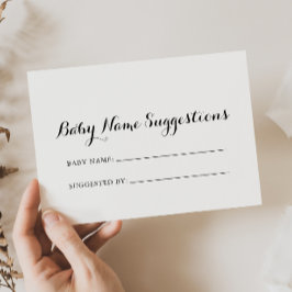 Cartão de Sugestões do Nome do Bebê para Caligrafi