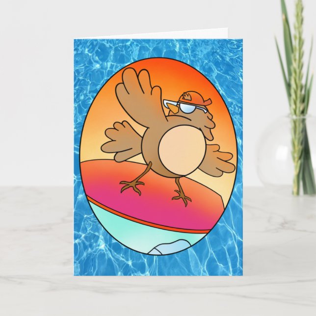 Cartão de Surfer de Ave de Verão (Frente)