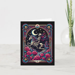 Cartão de Tarot Esqueleto Floral Colorido Unicórni