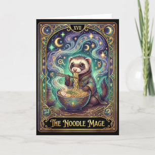 Cartão de Tarot Kawaii Japonês de Furão Comendo Ra