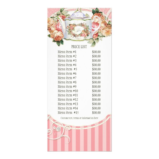 Cartão de Taxa de Negócios - Barroco Rosa Inglês F (Frente)