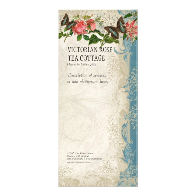 Cartão de Taxa de Negócios - Estilo Barroco Rosa d (Frente)