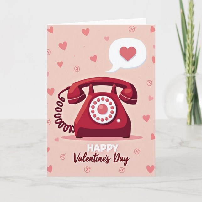 Cartão de Telefone de Amor Retrô Romântico (Frente)