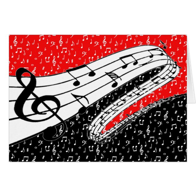 cartão de tema musical vermelho e preto (Frente Horizontal)