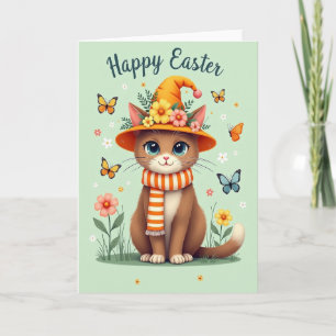 Cartão de Temporada de Primavera Felina Festiva