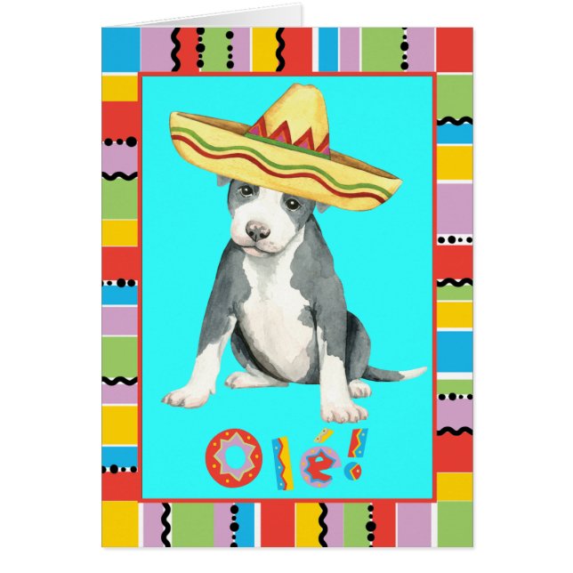 Cartão de Terrier de pitbull da festa (Frente)