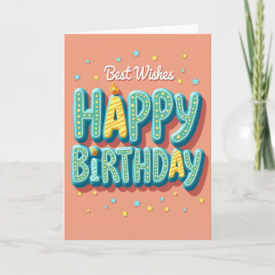 Cartão de Texto com Confeitos de Aniversário Alegr