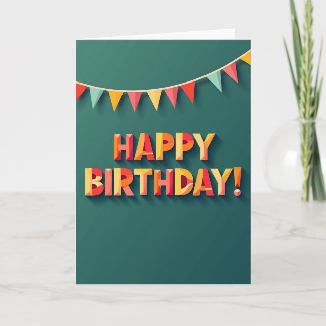Cartão de Texto de Aniversário Dimensional (Frente)