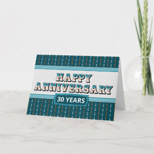 Cartão de Texto Decorativo de 30 Anos de Aniversár