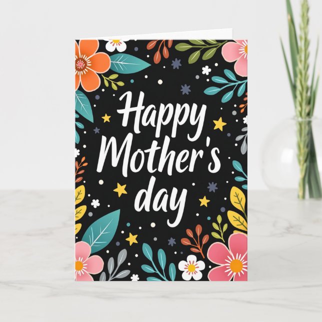 Cartão de texto do Dia das Mães brilhante (Frente)