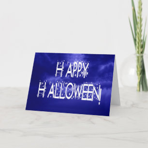 Cartão de Texto Feliz de Halloween Azul