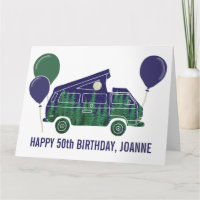 Cartão de texto personalizado de van de camping co
