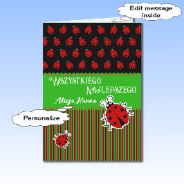 Cartão de texto personalizado polonês para o anive