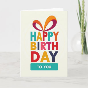 Cartão de Texto Vibrante de Aniversário Alegre