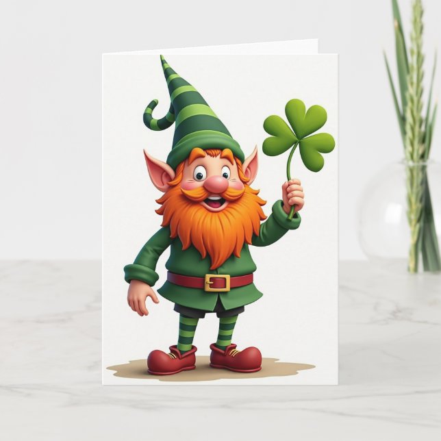Cartão de Textura Brilho do Leprechaun Sortudo (Frente)