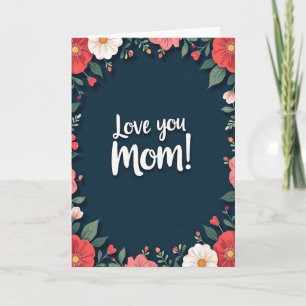 Cartão de Textura Floral Amo Você Mamãe