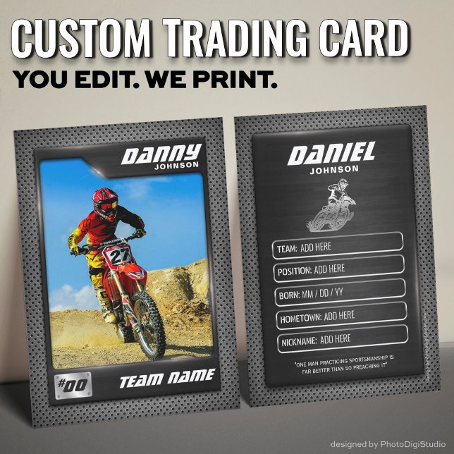 Cartão de Transação Motocross Personalizado, Cartã (Custom Motocross Trading Card, Dirt Bike Gift Card)