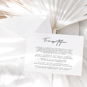 Cartão de Transporte Simples de Casamento Preto e 