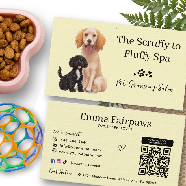 Cartão de Tratamento de Pet Salon de Alinhamento d (Dog Grooming Business Cards)