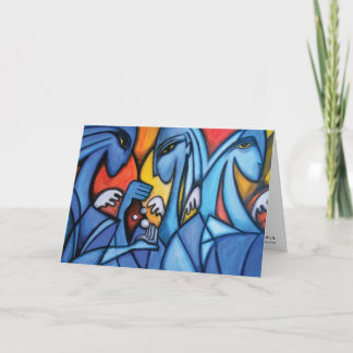 Cartão de três anjos azuis