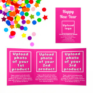 Cartão de Triplo Rosa de Ano Novo para Empresas