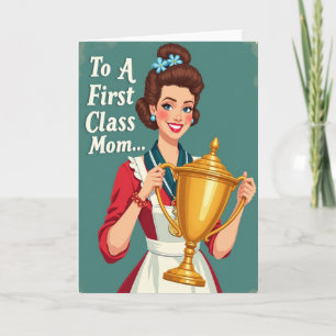 Cartão de Troféu de Mãe com Fundo Teal
