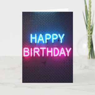 Cartão de Tubo de Neon de Aniversário Doce
